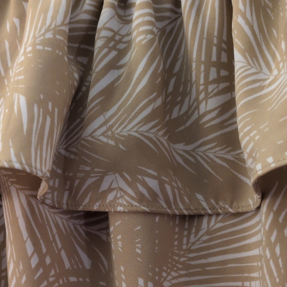 Michael Kors Beige and White Off-Shoulder Ruffle Blouse (New) - Picture 3 of 7